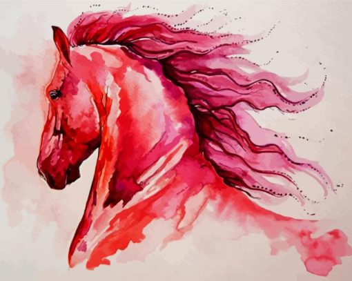 Pink Horse Art Paint By Numbers