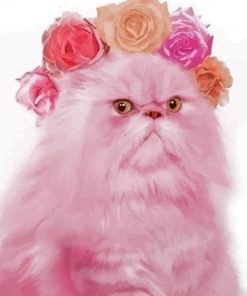 Adorable Pink Cat Paint By Numbers