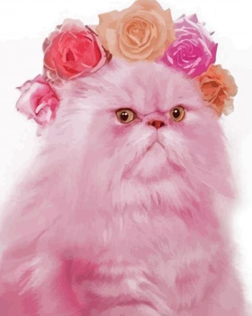 Adorable Pink Cat Paint By Numbers