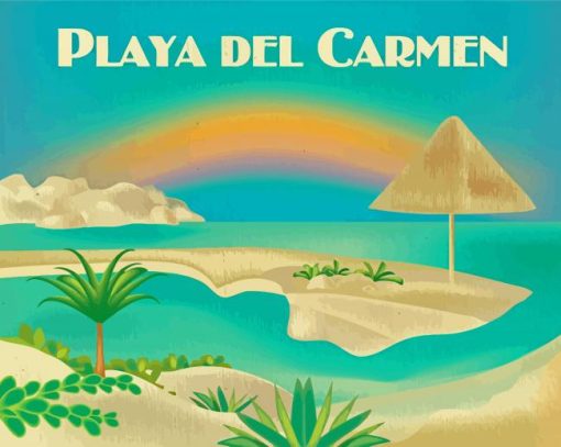 Playa Del Carmen Vintage Poster Paint By Numbers