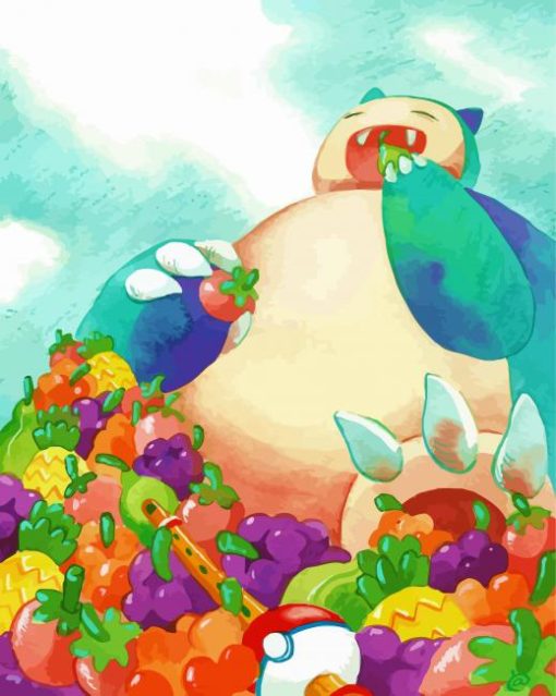 Pokemon Snorlax Eating Paint By Numbers