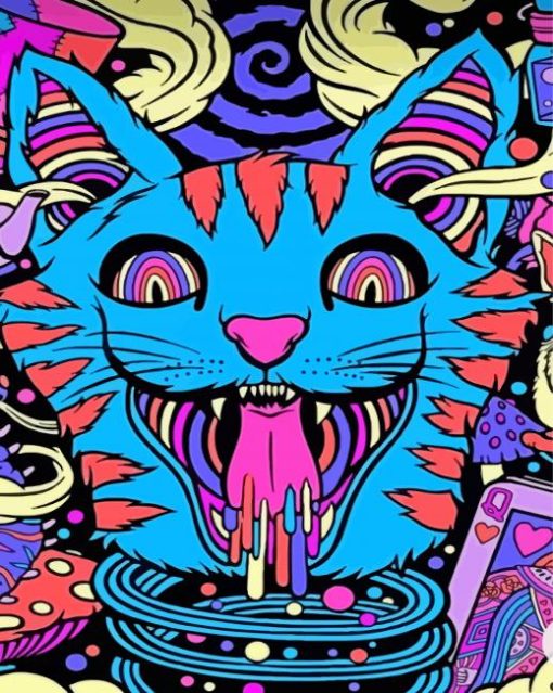 Psychedelic Cat Art Paint By Numbers