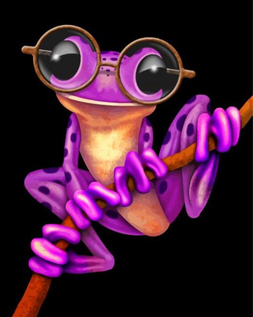 Purple Frog In Glasses Paint By Numbers