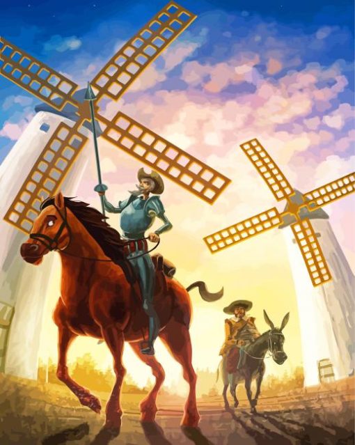 Quixote And Windmills Paint By Numbers