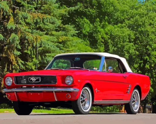 Red 1966 Mustang Paint By Numbers