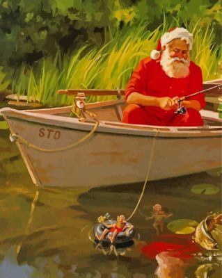 Santa Fishing Art Paint By Numbers