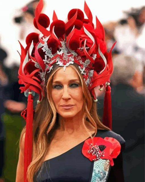 Sarah Jessica Parker With Headdress Paint By Numbers