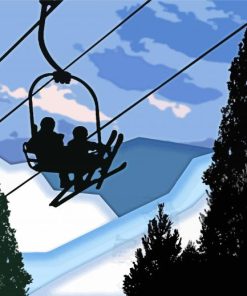 Ski Lift Silhouette Paint By Numbers