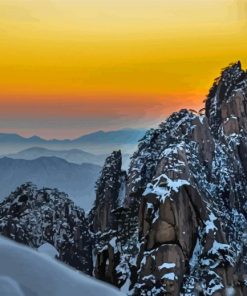 Snowy Yellow Mountain China Paint By Numbers