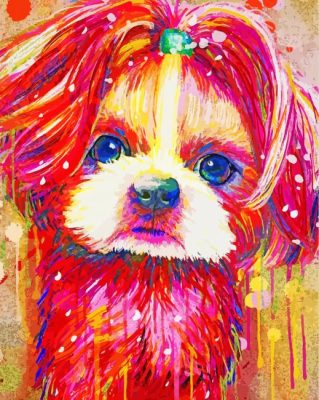 Splatter Colorful Shih Tzu Paint By Numbers