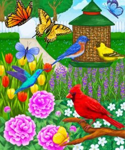 Spring Garden Bird Feeder Paint By Numbers