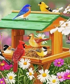 Spring Bird Feeder Paint By Numbers