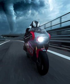 Suzuki Gsxr Biker Escaping From Tornado Paint By Numbers