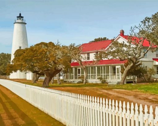 The Ocracoke Lighthouse NC Paint By Numbers