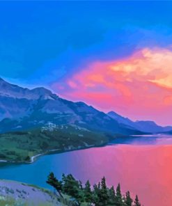 Waterton Lake At Sunset Paint By Numbers