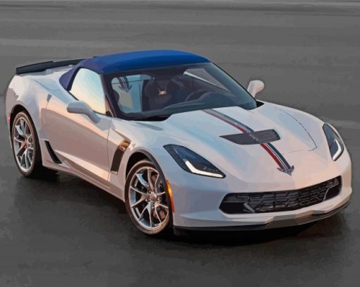 White Corvette Car Paint By Numbers