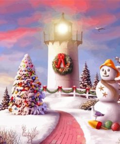 Winter Christmas Lighthouse Paint By Numbers