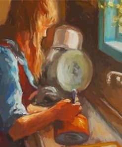 Woman Washing Dishes Paint By Numbers