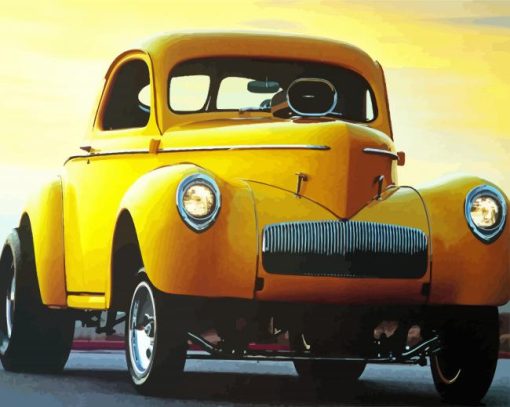 Yellow Willys Coupe Car Paint By Numbers