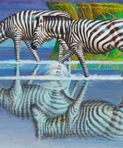 Zebras Drinking Tretchikoff Paint By Numbers