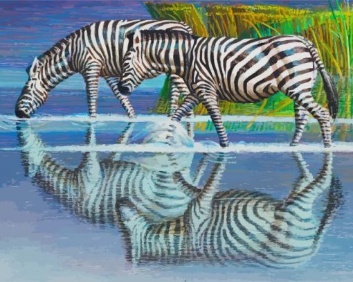 Zebras Drinking Tretchikoff Paint By Numbers