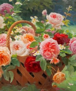 Abstract Basket Of Roses Paint By Numbers