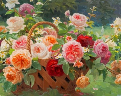 Abstract Basket Of Roses Paint By Numbers