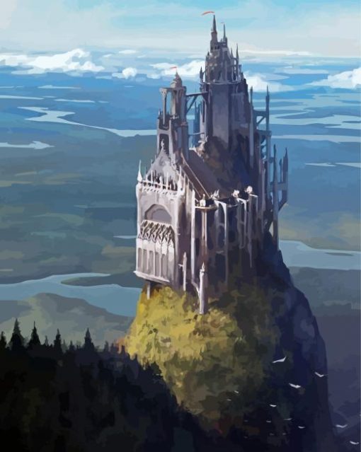 Aesthetic Cliff Side Castle Building Paint By Numbers