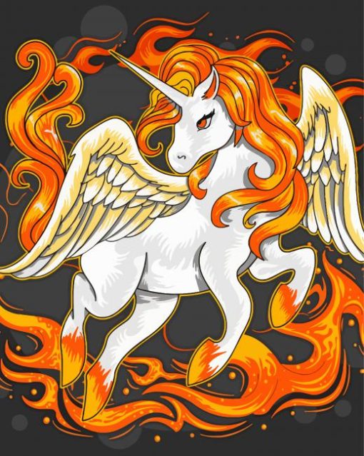 aesthetic Fire Unicorn Paint By Numbers