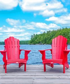 Aesthetic Red Lake Chairs Paint By Numbers