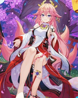 Aesthetic Yae Miko Paint By Numbers