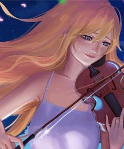 Anime Sad Girl Playing Violin Paint By Numbers