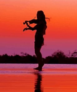 Beach And Sunset Playing Violin Paint By Numbers