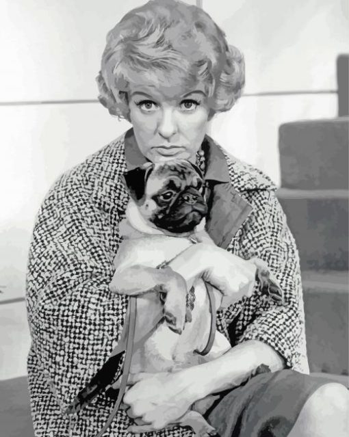 Black And White Elaine Stritch And Dog Paint By Numbers