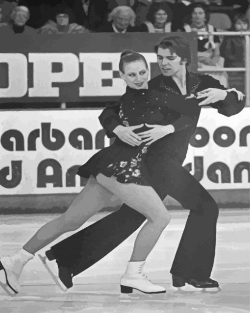 Black And White Skating Ice Dancing Paint By Numbers