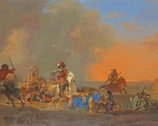 Cavalry Attack at Sunset By Jan Asselyn Paint By Numbers