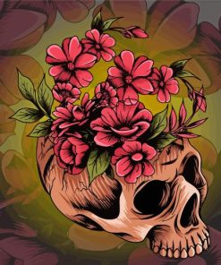 Cool Skull Flowers Paint By Numbers