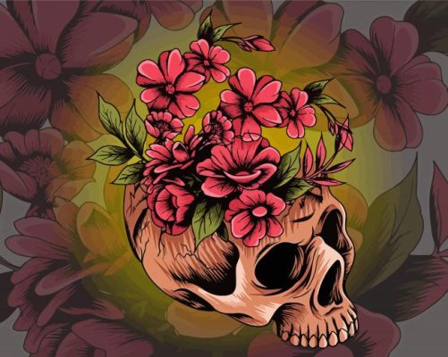 Cool Skull Flowers Paint By Numbers