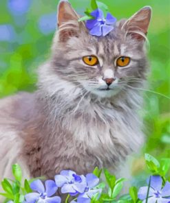 Cat And Flowers Paint By Numbers