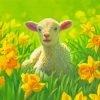 Lamb In Flowers Field Paint By Numbers