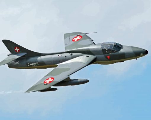 Flying Hawker Hunter Paint By Numbers