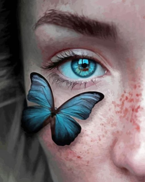 Girl With Freckles And Butterfly Paint By Numbers