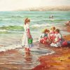 Girls Playing By The Sea Paint By Numbers