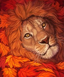 Lion In Leaves Paint By Numbers