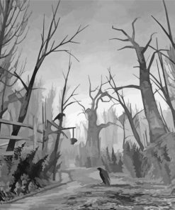 Monochrome Creepy Forest Art Paint By Numbers