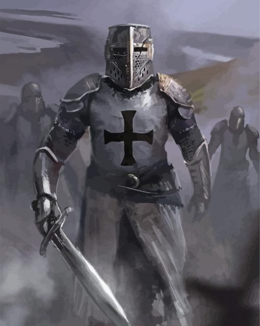 Monochrome Knight Templar Art Paint By Numbers