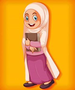 Muslim Girl Holding Book Paint By Numbers