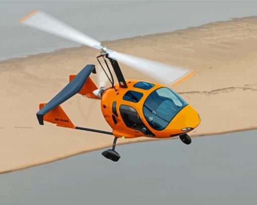 Orange Gyrocopter Plane Paint By Numbers