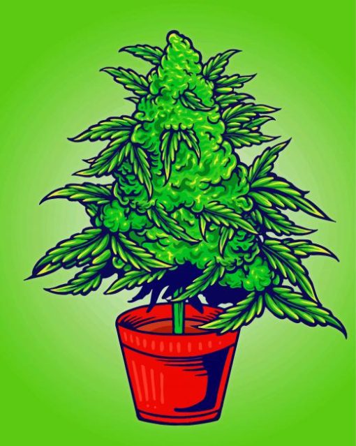 Weed Plant Illustration Paint By Numbers