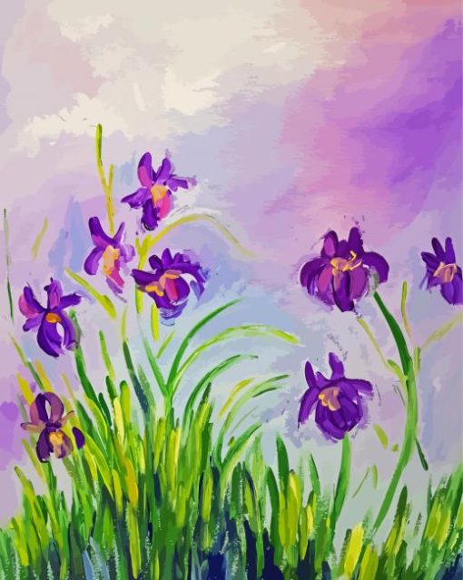 Purple Irises By Claude Monet Paint By Numbers